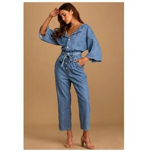 FREE PEOPLE Marley Denim Jumpsuit Size Medium
